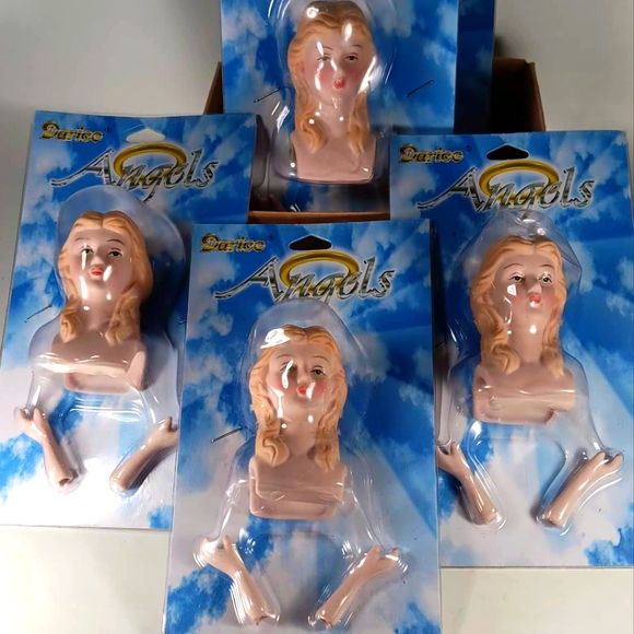 Darice Angels 5 Sets Porcelain Heads And Arms. 3 1/2" Head ALL NEW - Picture 1 of 6